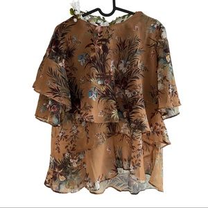dRa Los Angeles chiffon layered floral blouse